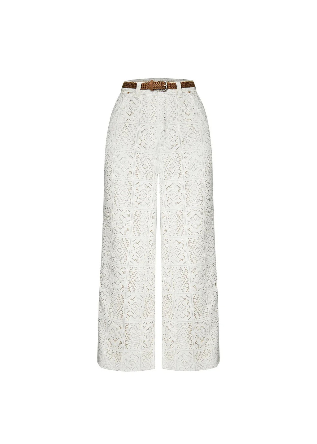 Joyful Bond Crochet Lace Mid Rise Pocketed Wide-leg Pants