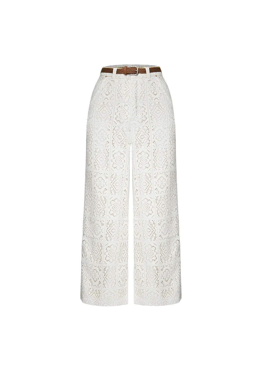 Joyful Bond Crochet Lace Mid Rise Pocketed Wide-leg Pants