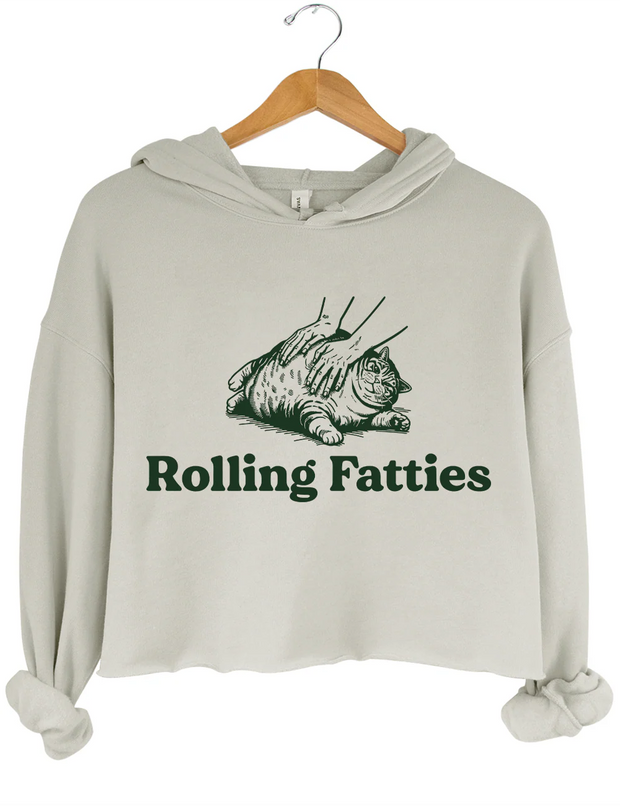 Cat Rolling Fatties Crop Hoodie