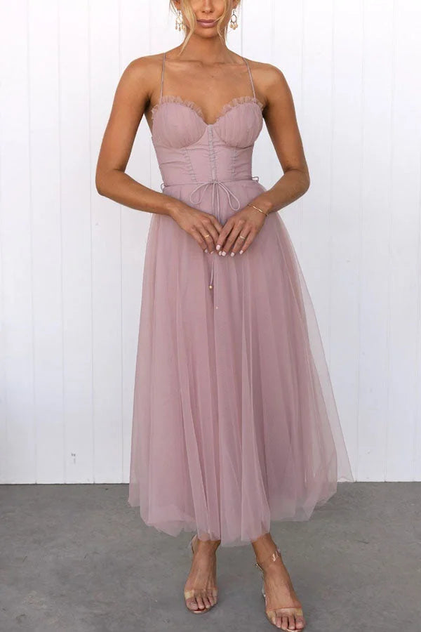 Robe longue de soirée à bretelles en mousseline de soie de princesse moderne 