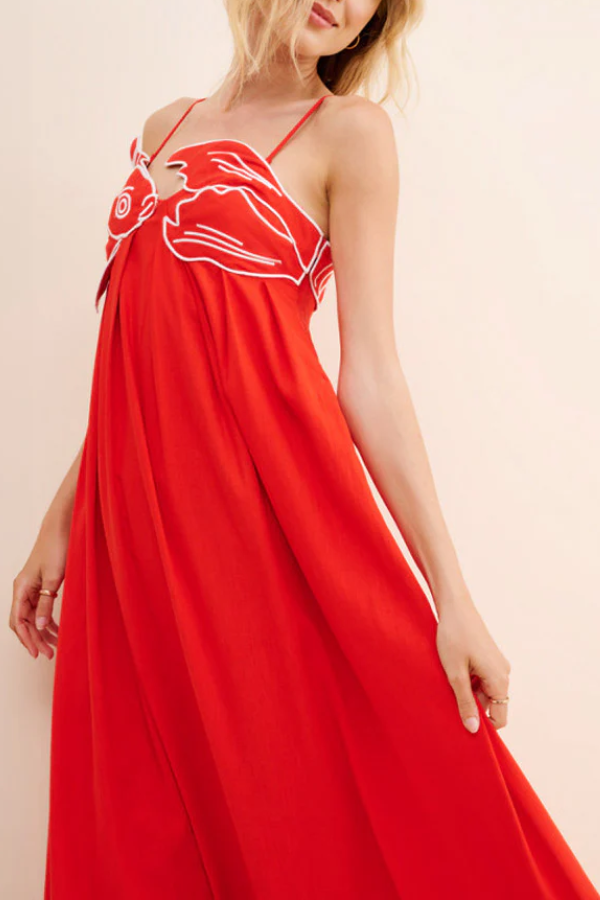 Maxikleid aus Leinenmischung mit Fisch-Top