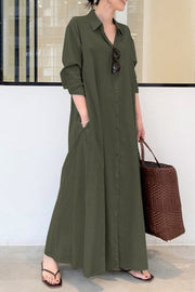 Long Sleeve Simple Loose Casual Long Dress