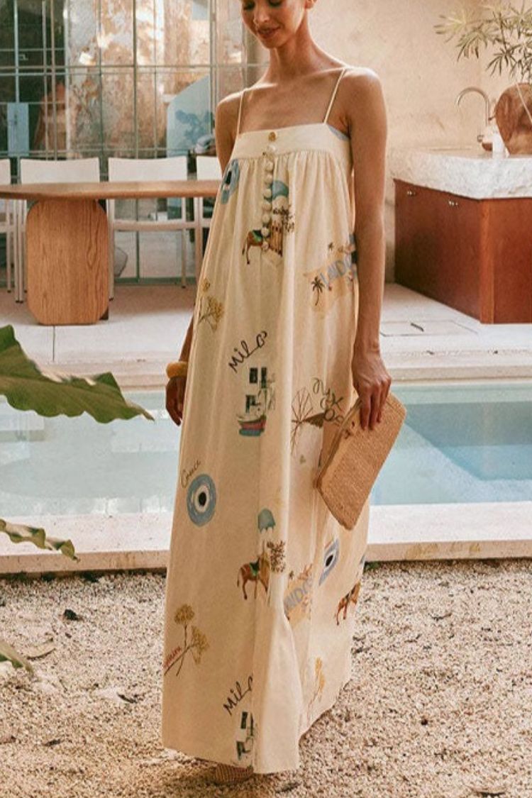 Robe longue ample dos nu en lin mélangé pour les fêtes