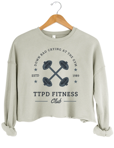 TTPD Fitness Club Down Bad Crying At The Gym Crop Sweatshirt