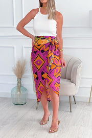 Bahamas geometric pattern slit skirt