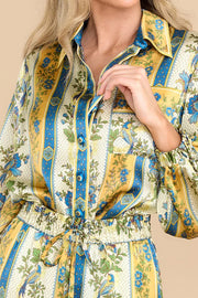 Satin Versailles Pattern Printed Two-pieces Set