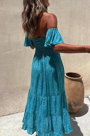 White Dragon Fruit Turquoise Dress