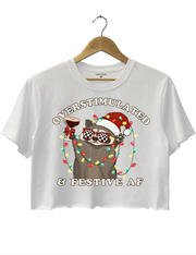 Overstimulated & Festive AF Raccoon Christmas Crop Top