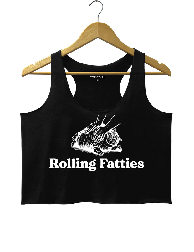 Cat Rolling Fatties Crop Tank Top