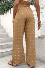 High Waist Jacquard Wide Leg Pants Casual Trousers