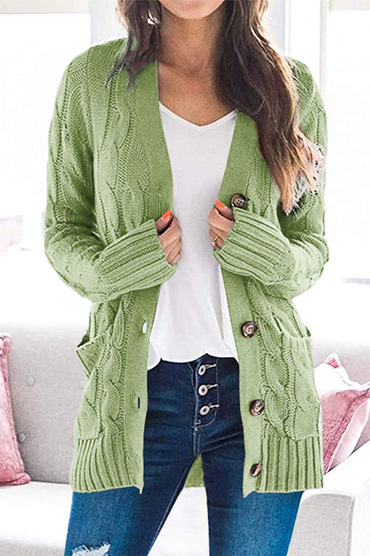 Cardigan épais en tricot de couleur unie à boutons