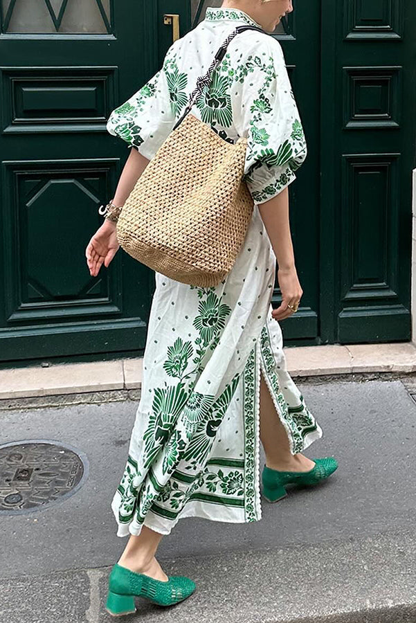 Einzigartiges Maxikleid mit Knopfleiste und langen Ärmeln