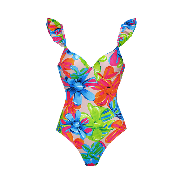 Maillot de bain une pièce et jupe à imprimé floral 