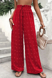 High Waist Jacquard Wide Leg Pants Casual Trousers