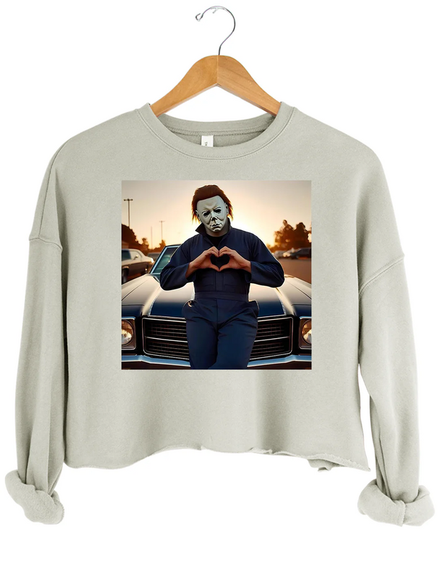 Michael Myers Halloween Heart Hands Crop Sweatshirt