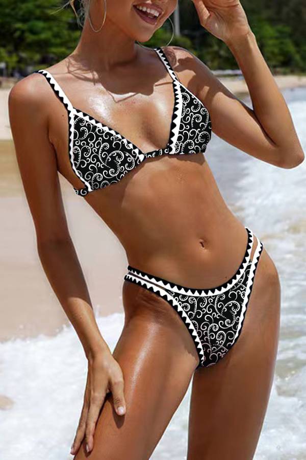 Maillot de bain deux pièces fleuri pour femme