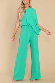 Slim drape high waist casual jumpsuit