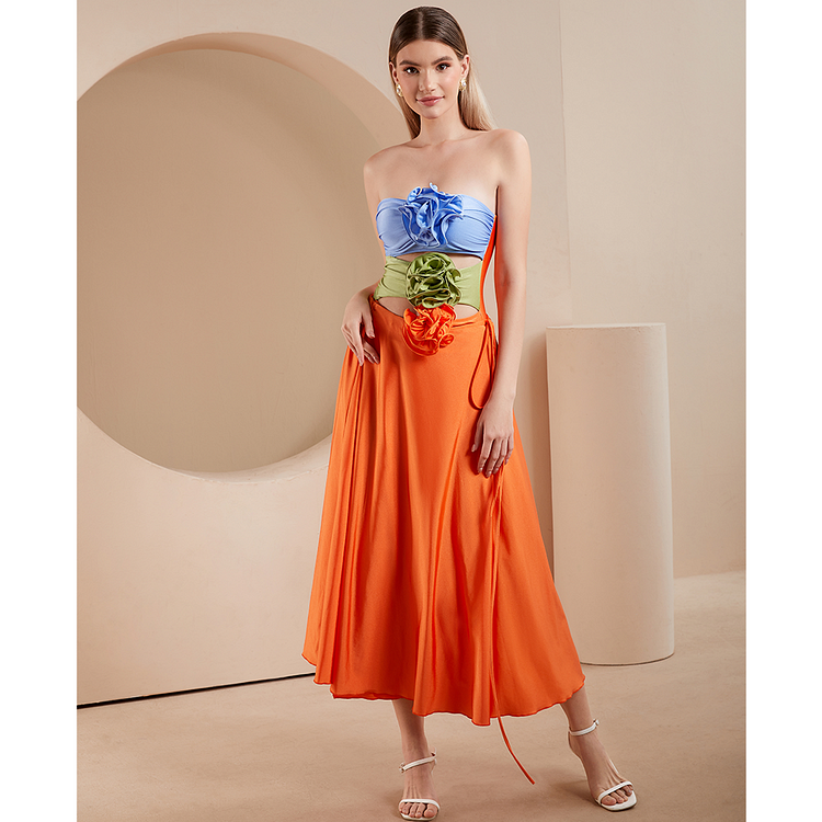 Maillot de bain une pièce et jupe à fleurs 3D 