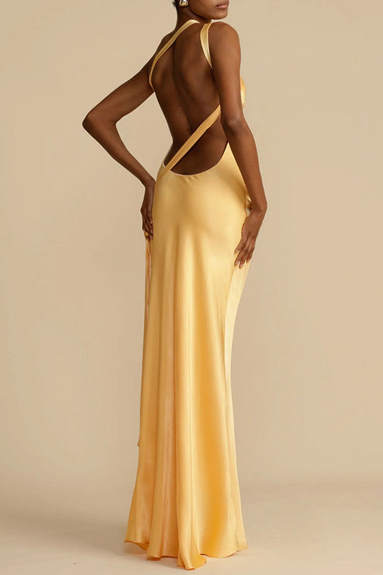 Robe longue asymétrique en satin à une épaule et dos nu Moonlit Soiree 