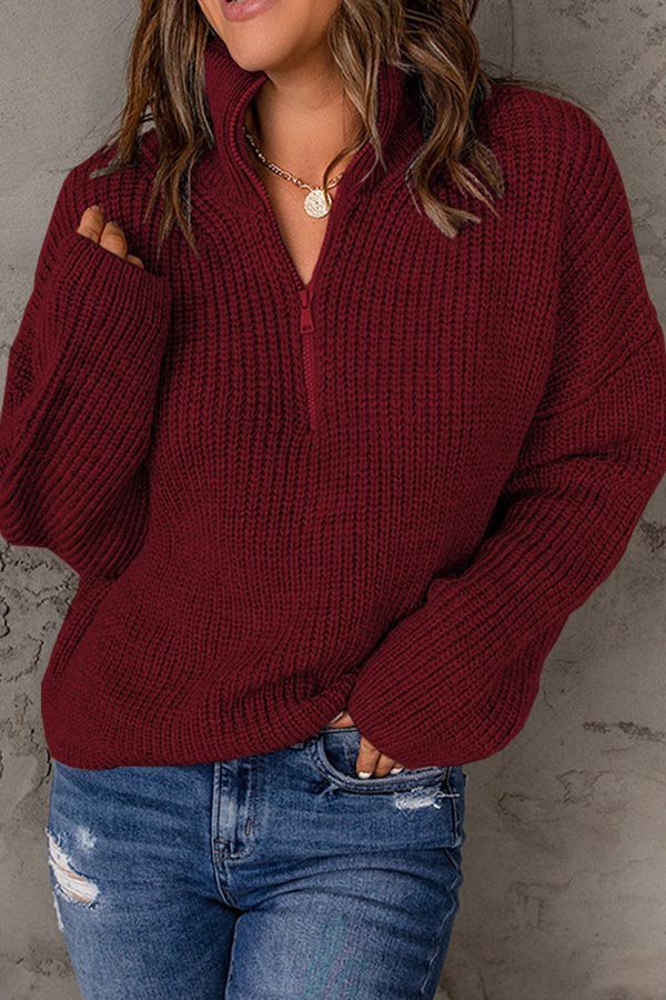 pull ample à col roulé de couleur unie