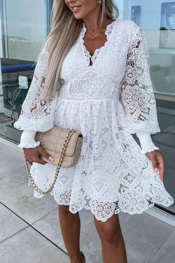 Robe de ville sexy en dentelle soluble dans l'eau creuse 
