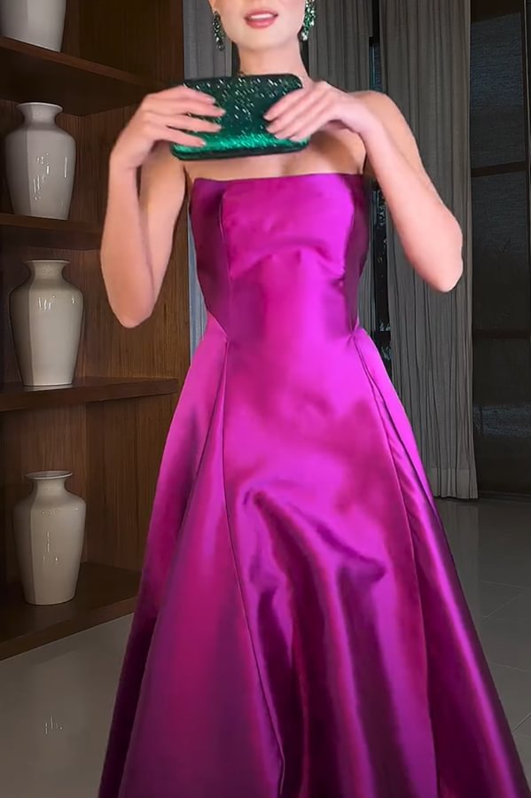 Robe longue en satin à épaules dénudées et à carreaux « Cendrillon's Dream »
