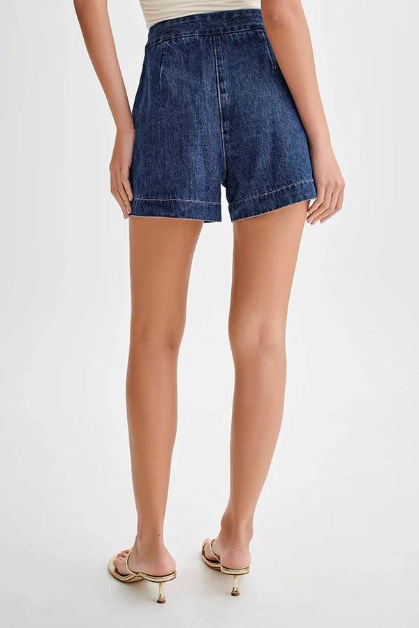 Short taille haute en denim Abel coupe décontractée