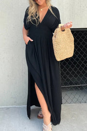 SLIT V-NECK EFFORTLESS MAXI LONG DRESS (BUY 2 FREE SHIPPING)