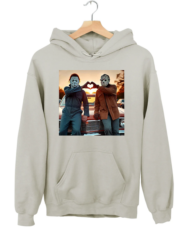 Jason and Michael Halloween Heart Hands Hoodie
