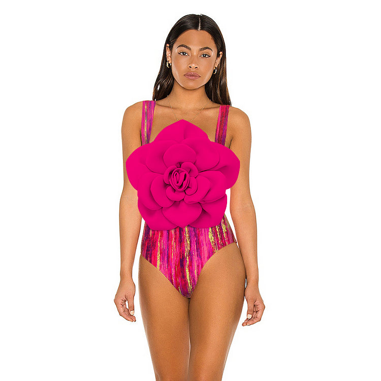 Maillot de bain une pièce et jupe à imprimé floral 3D 