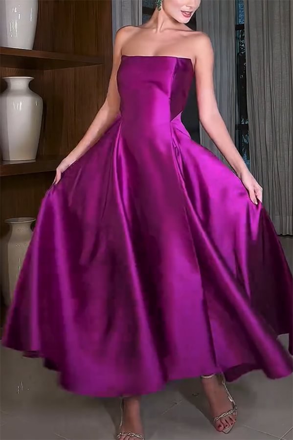 Robe longue en satin à épaules dénudées et à carreaux « Cendrillon's Dream »