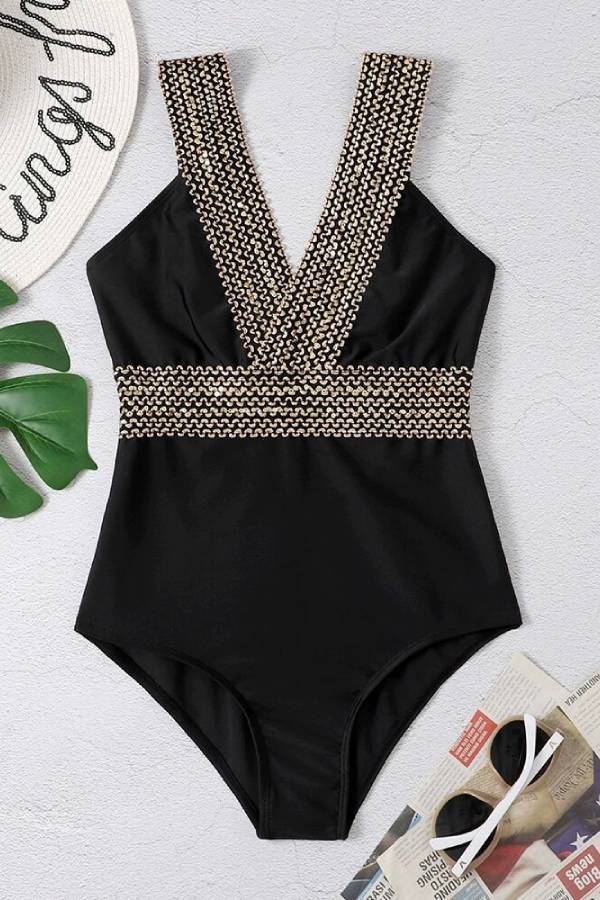 Sexy Bikini mit Wellenmuster und V-Ausschnitt
