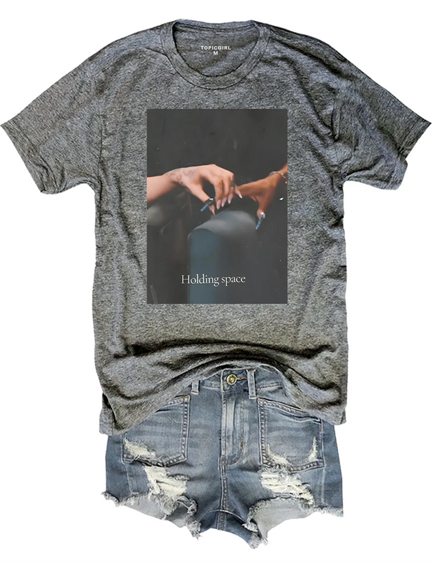 Holding Space Ariana Cynthia Finger Hold Defying Gravity Tee