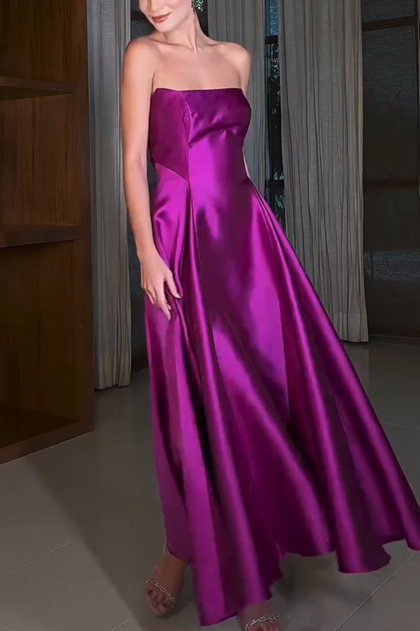 Robe longue en satin à épaules dénudées et à carreaux « Cendrillon's Dream »