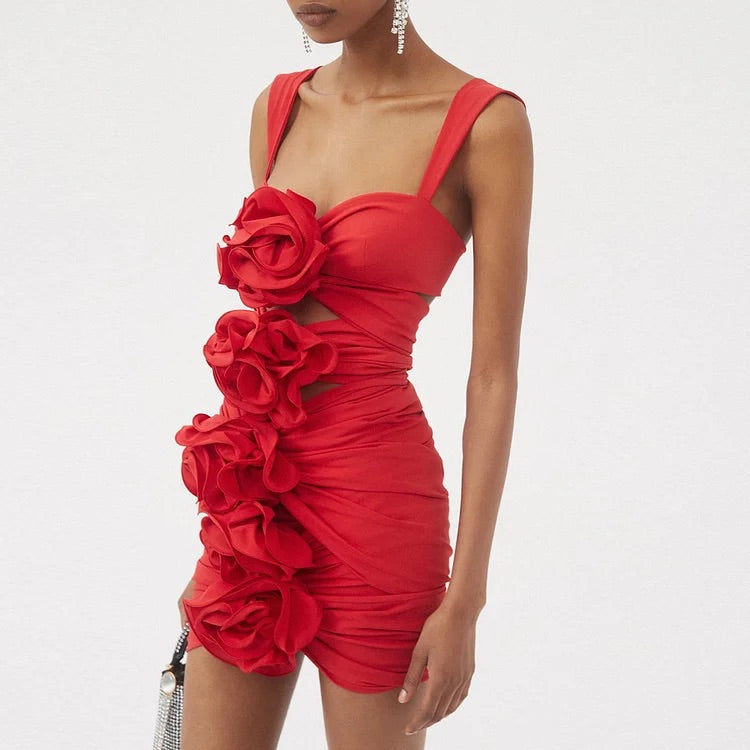 Maillot de bain une pièce et jupe rouge à fleurs 3D Swimgirls 