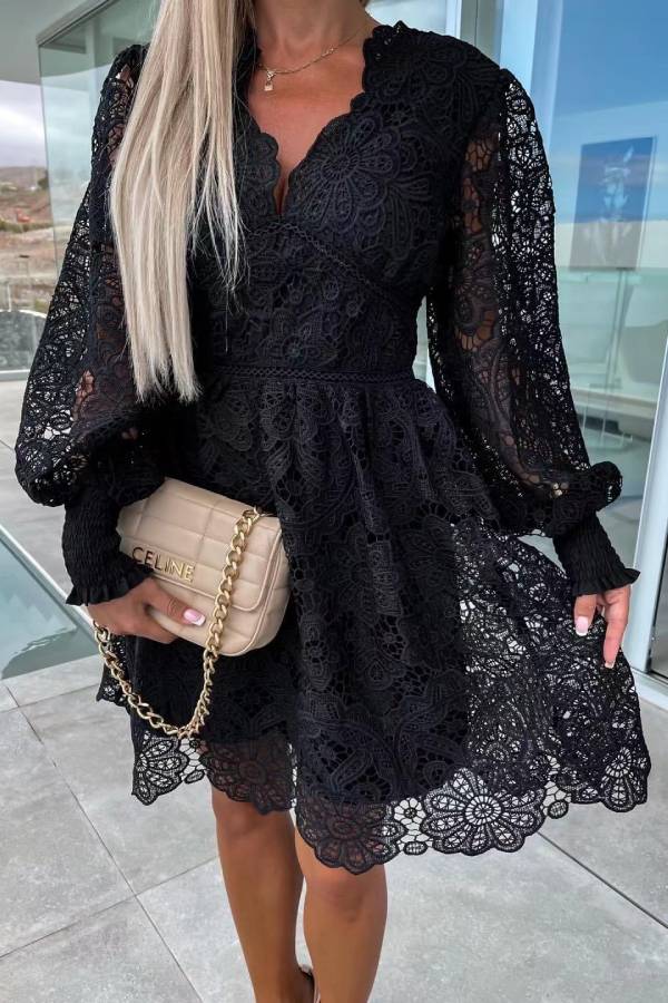 Robe de ville sexy en dentelle soluble dans l'eau creuse 