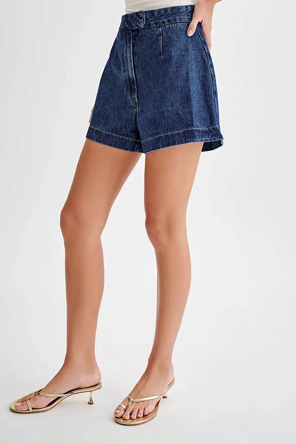 Short taille haute en denim Abel coupe décontractée