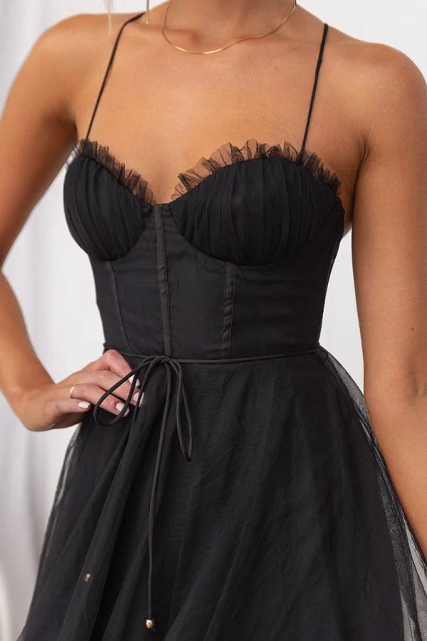 Robe longue de soirée à bretelles en mousseline de soie de princesse moderne 