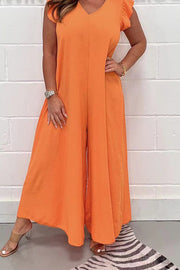 Loose casual short sleeved long jumpsuit