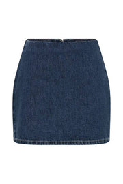 Modern Flavor Denim High Rise Back Zipper A-line Stretch Mini Skirt