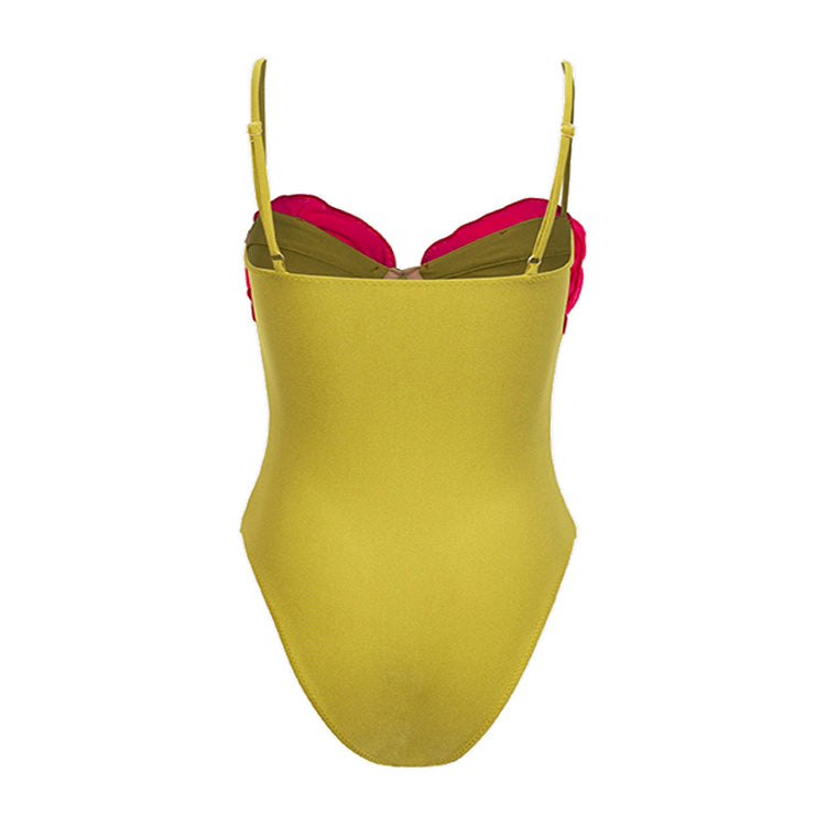 Maillot de bain une pièce et jupe à fleurs 3D Color Block 