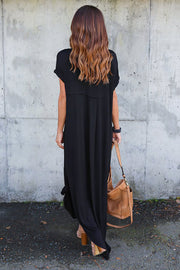 V-neck pocket slit dress