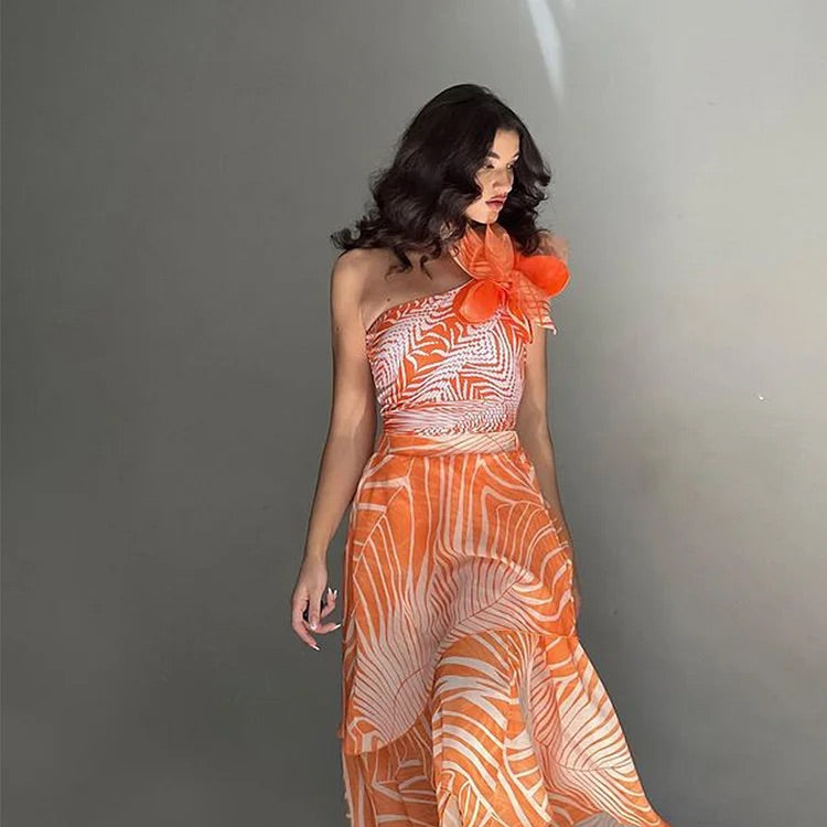 Maillot de bain une pièce et jupe Vioye imprimés fleurs 3D 