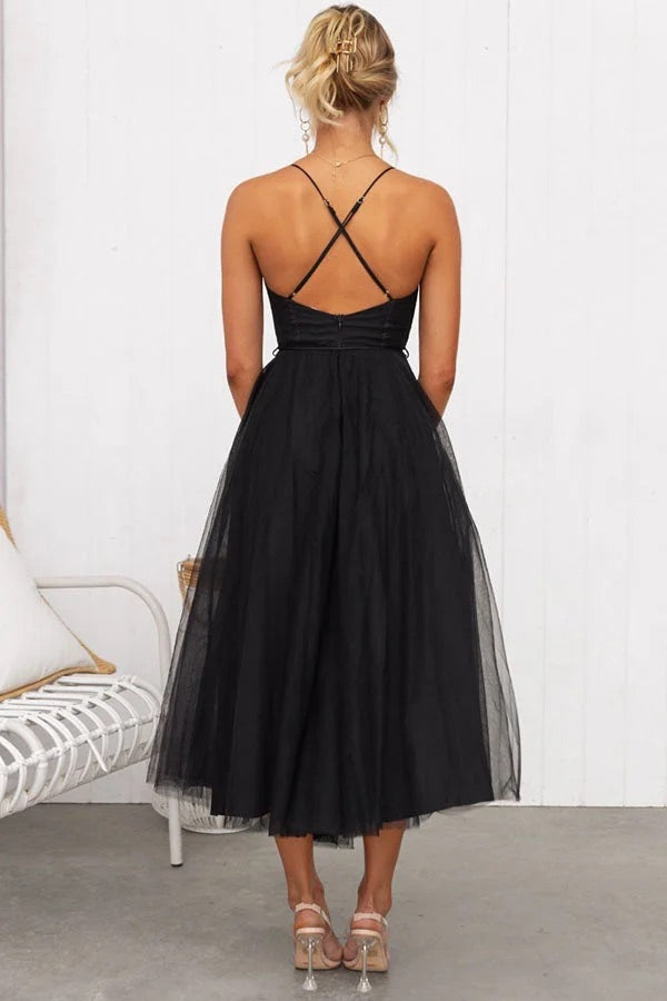 Robe longue de soirée à bretelles en mousseline de soie de princesse moderne 