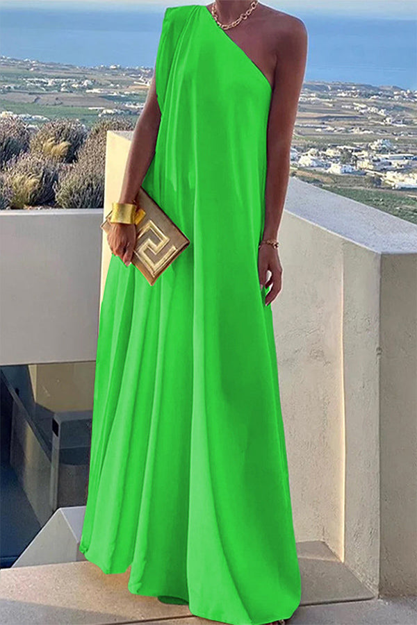 Elegante Einfachheit Solide Asymmetrische Schräge Kragen Abendkleid Kleider