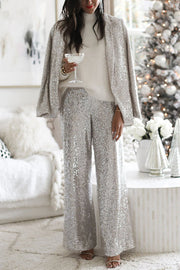 Special Treat Sequin High Rise Wide Leg Party Pants