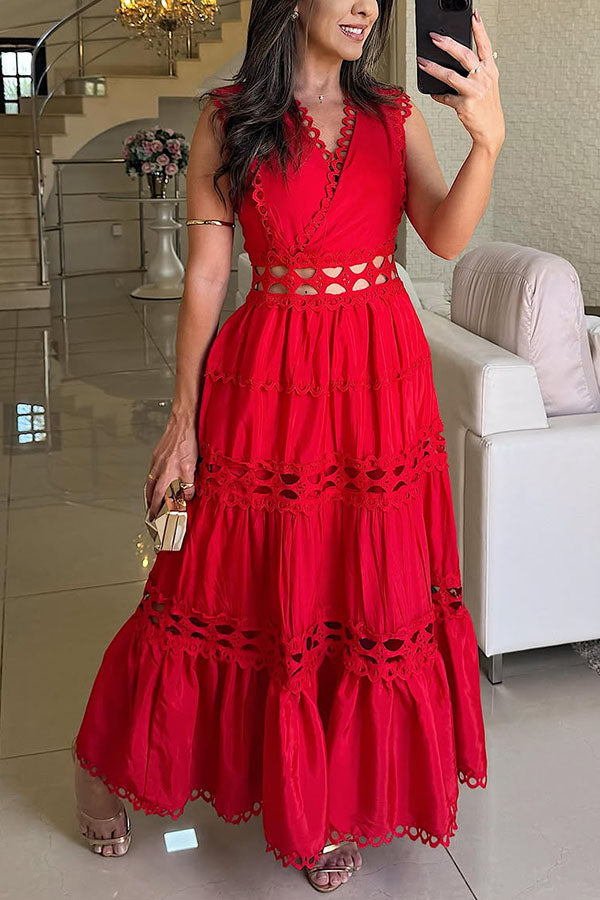 Robe longue trapèze à découpes en dentelle crochetée Eternal Grace