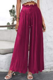 High Waist Casual Pants Drape Pleated Wide Leg Trousers