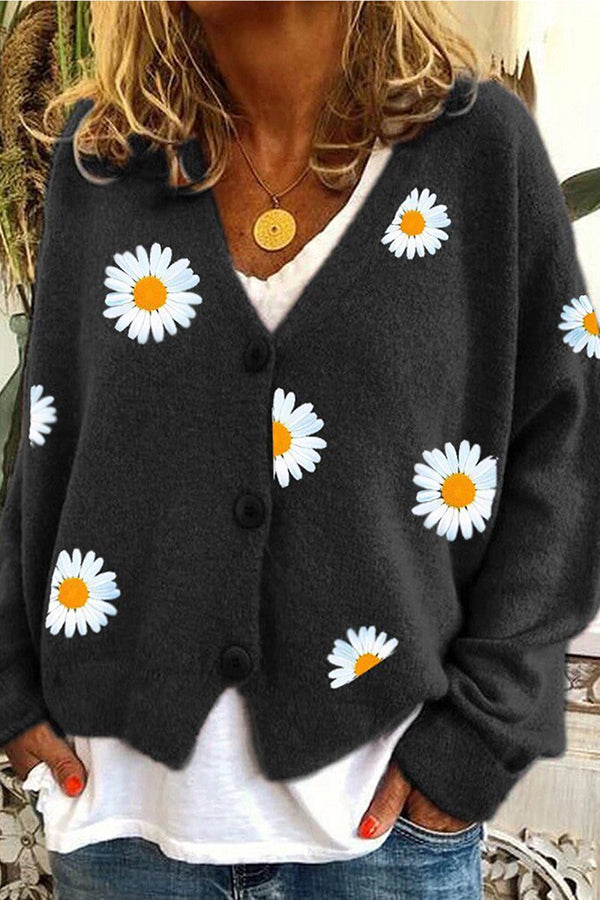 Cardigan femme en pull chrysanthème