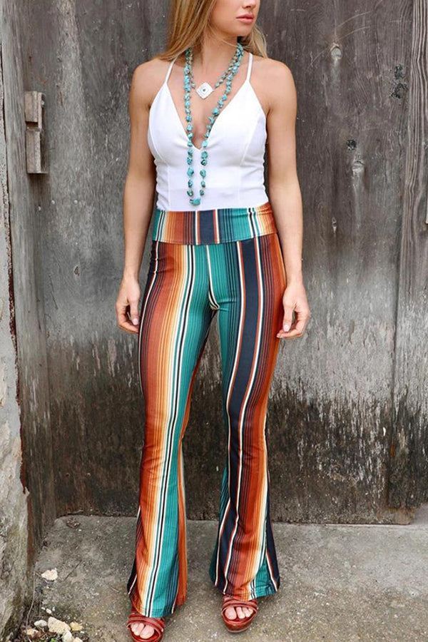 Modische, enge Freizeithose mit hoher Taille und Schlaghose 